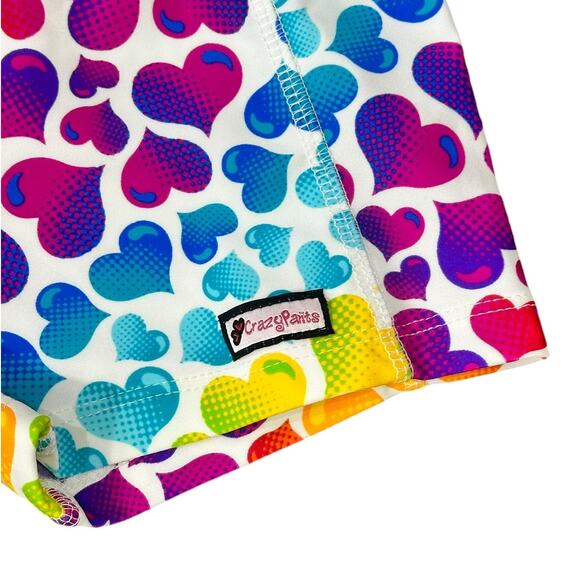 Crazy Pants Rainbow Hearts Cheer Dance Spandex Shorts Youth Small NWOT - Picture 2 of 4